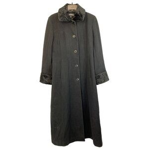 Womens Size 4 S 90s VTG Donny Brook Wool Fur Midi Winter Coat Black EUC 6833